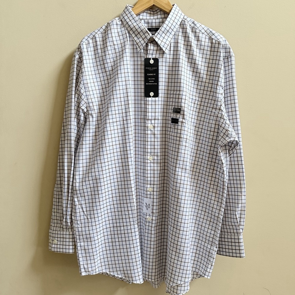 NWT Pronto Uomo Men's Dress Shirt Size-16/5-32/33 Button Up Non Iron Classic Fit - Picture 14 of 16